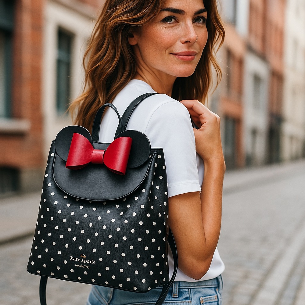 Kate Spade Black and Red Polka Dot Backpack